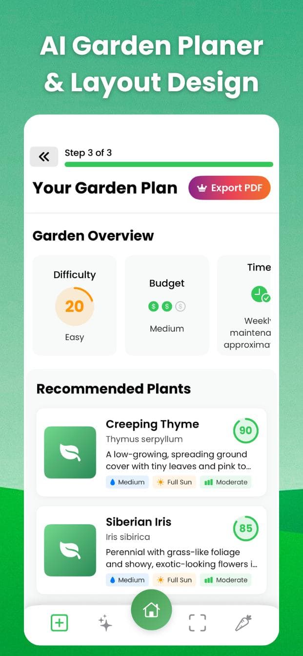 AI Garden App - Watering reminder notifications