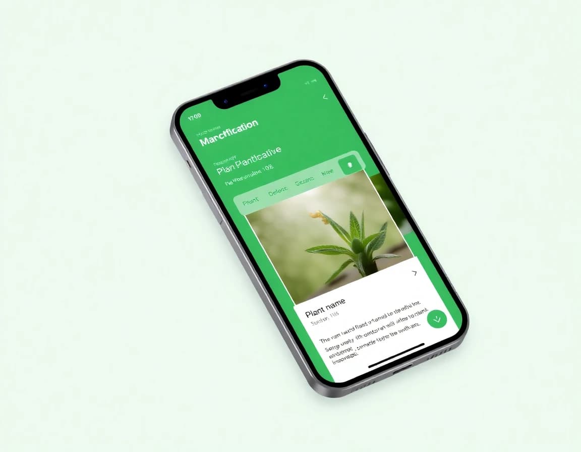 Smartphone displaying plant identification results with care instructions